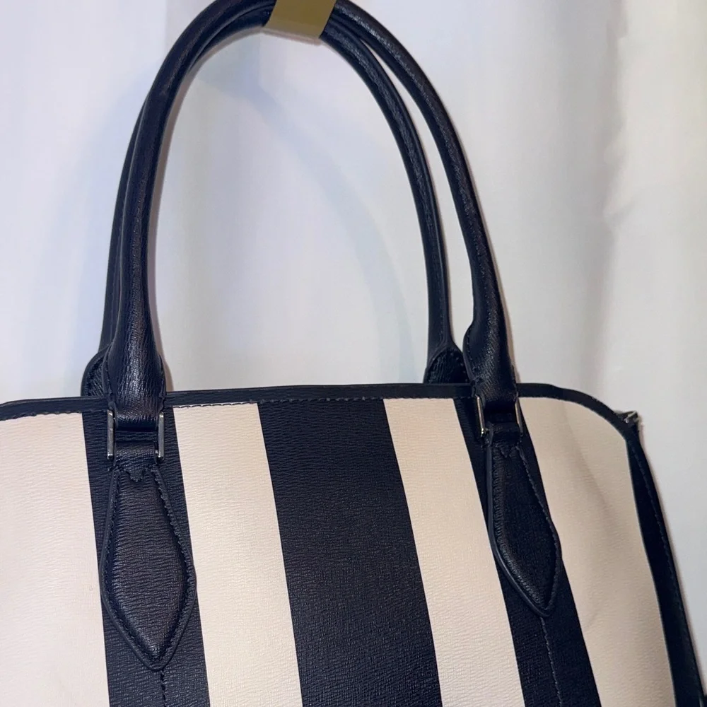 Kate Spade navy and White Striped Satchel